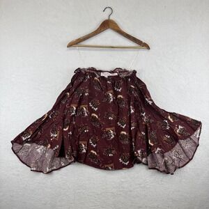 Panhandle Shirt Womens Small Burgundy Western Peasant‎ Bell Sleeve Off Shoulder